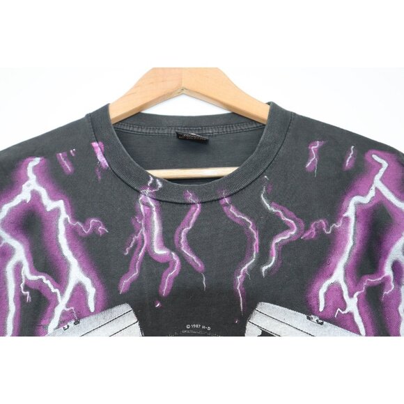 Vintage 1987 Harley Davidson Thunder and Lightning Single Stitch Tshirt XL - Picture 9 of 12